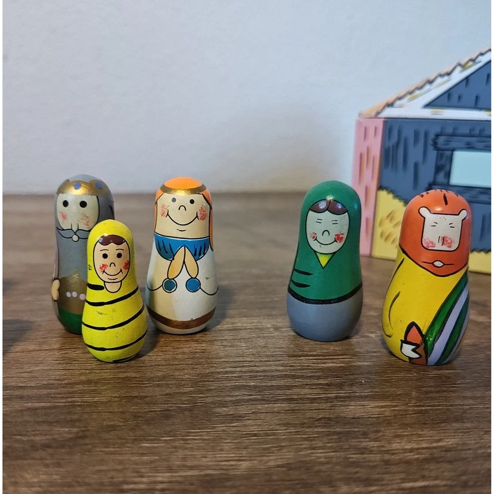 Oriental Trading Co Nesting Nativity Scene 11pc Multicolor Wood Folk Art Painted